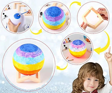 StellarGlow | Estimula la imaginación de tu hijo - Lámpara nocturna hecha a mano DIY para el planeta y la luna